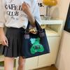 Adorable Cartoon Canvas Tote Bag Large Capacity Casual Handbag For Students