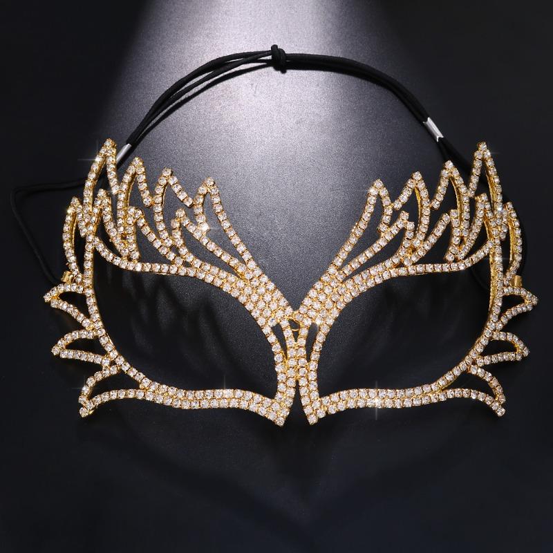 Fashion Wings Rhinestone Mask Personality Masquerade Diamond Rhinestone Mask gold