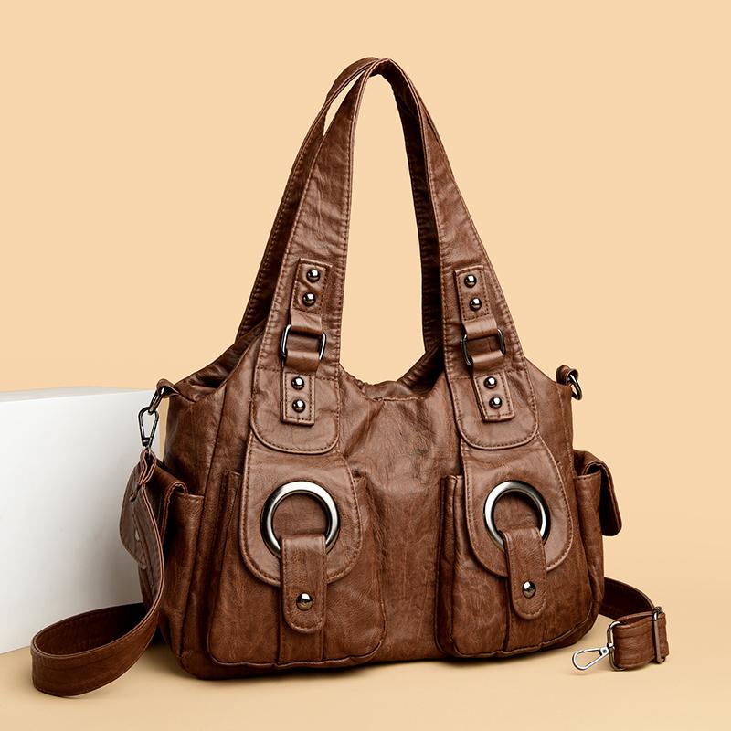 Vintage Leather Hobo Bag for Women Large Capacity Shoulder Bag Women Bags Ladies Leather Messenger Bags