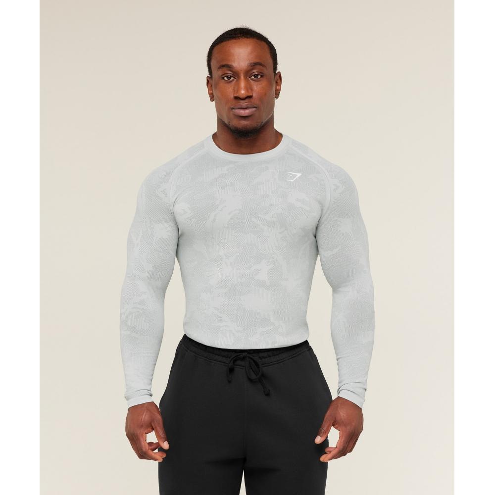 Gymshark Geo Seamless Long Sleeve T shirT lighT Grey Smokey Grey A5a2c Gb8v