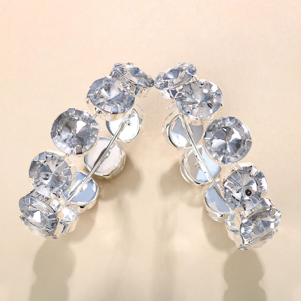 Stonefans Große Strass-Creolen für Damen Geschenk Mode Kristall-Ohrringe Schmuckzubehör