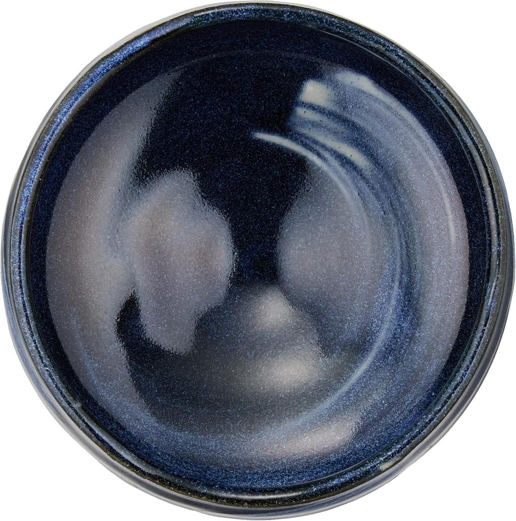 Ale-net Matcha Bowl, Diameter 11.8 X 7.7 Cm, Blue Glaze with White Brush, Ceramic, Mino Ware, Made In Japan