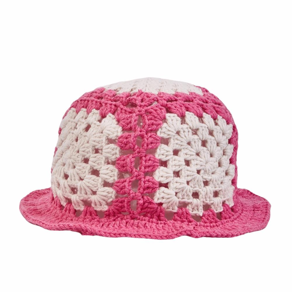 Sunflower Patterned Fisherman Hat Lotus Leaf Edge Handmade Knit Hat Autumn Winter Outings
