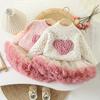 Girls Dresses Clothes Sets Autumn Winter Children Knitted Sweaters Coats Tutu Skirts Two Pcs Party Suit for Baby Costume Kid Outfit