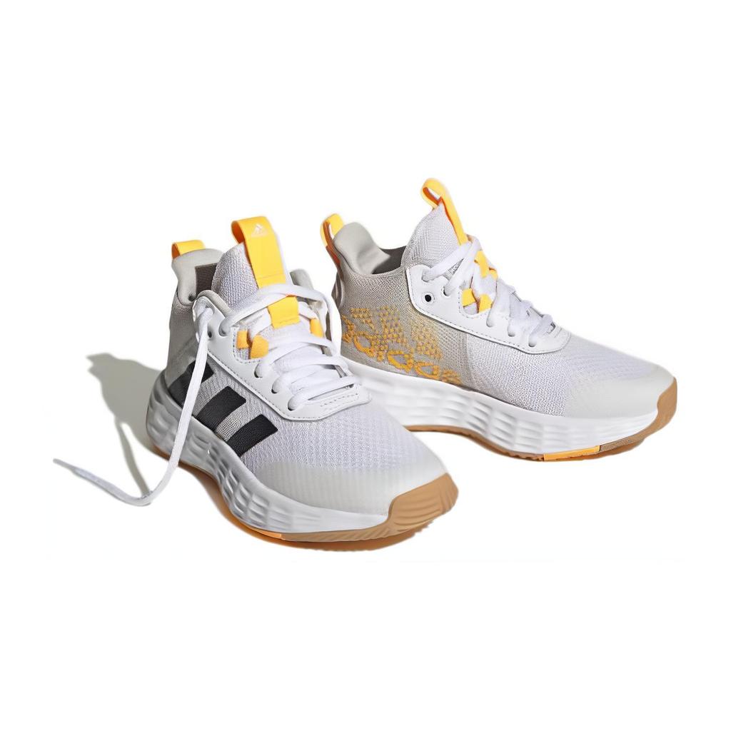 New Adidas OwnTheGame 2.0 K Mid Top Children's Basketball Shoes White Black Yellow Kids' H06418