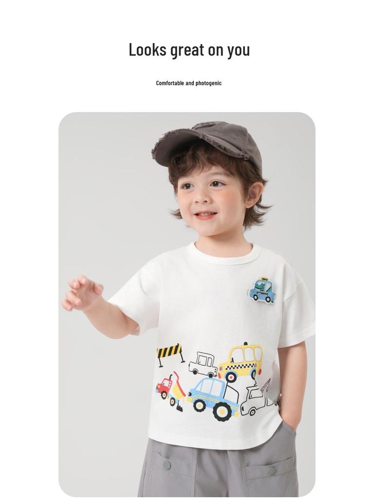 Rightou Summer 2025 Boys' Short-Sleeve T-Shirt - New Children's Toddler Top, Lightweight Half-Sleeve Style