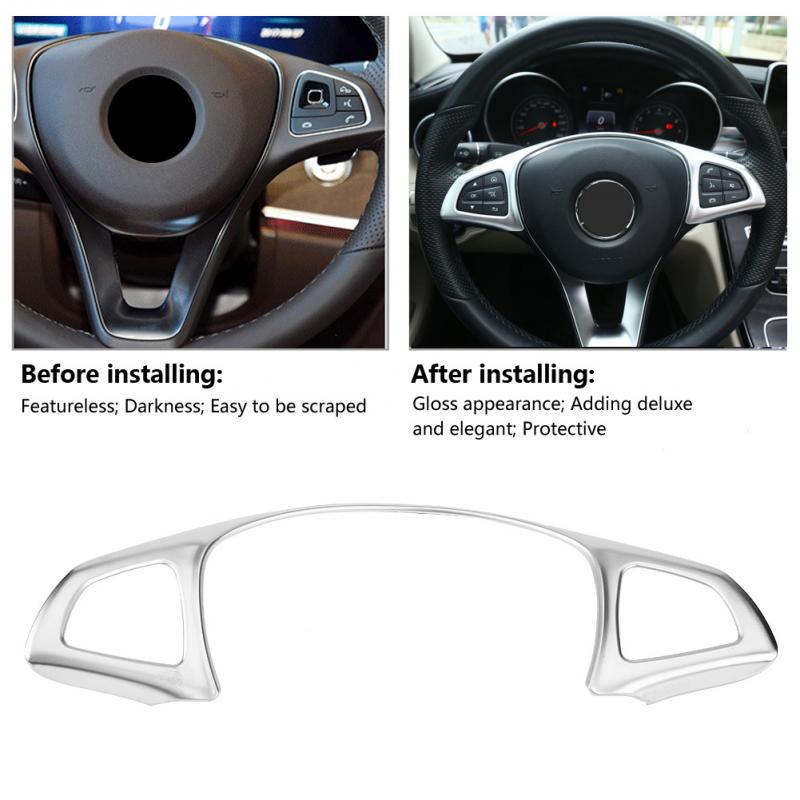 Auto Lenkrad Rahmen Trim Dekorative Aufkleber Silber Chrom für Mercedes Benz E W213 C W205 GLC X253 Auto