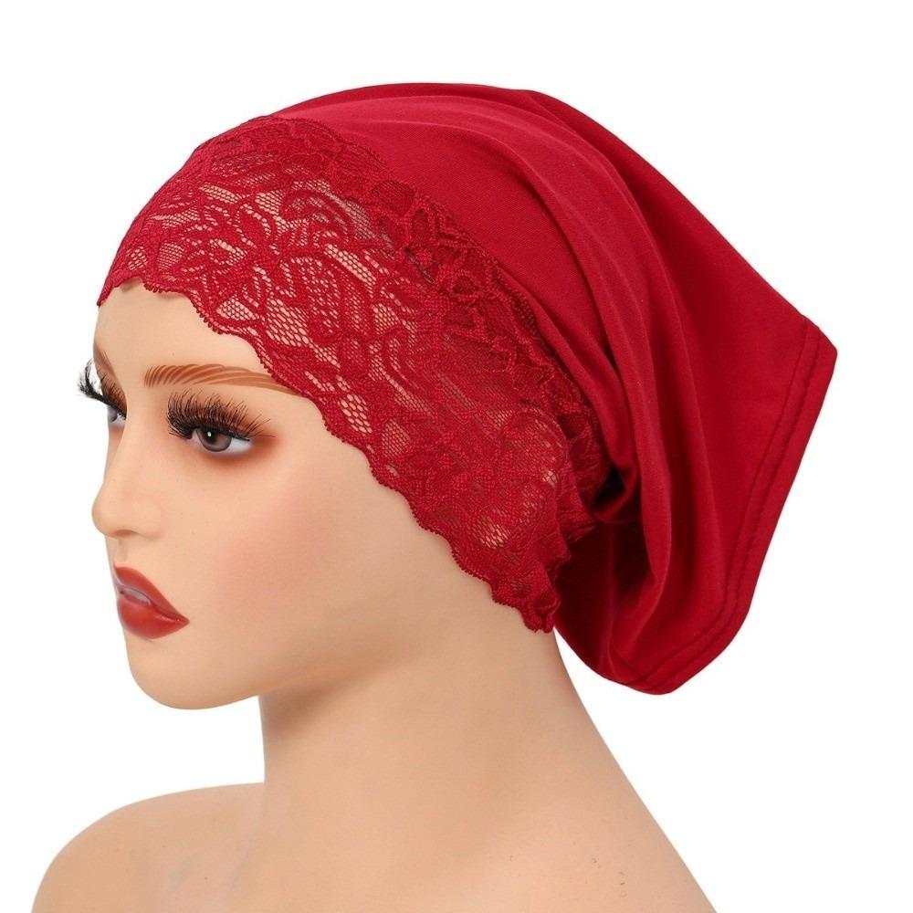 Solid Color Hijab Cap Elegant Undercap Comfortable Fit Pullover Hat  Women Headwear