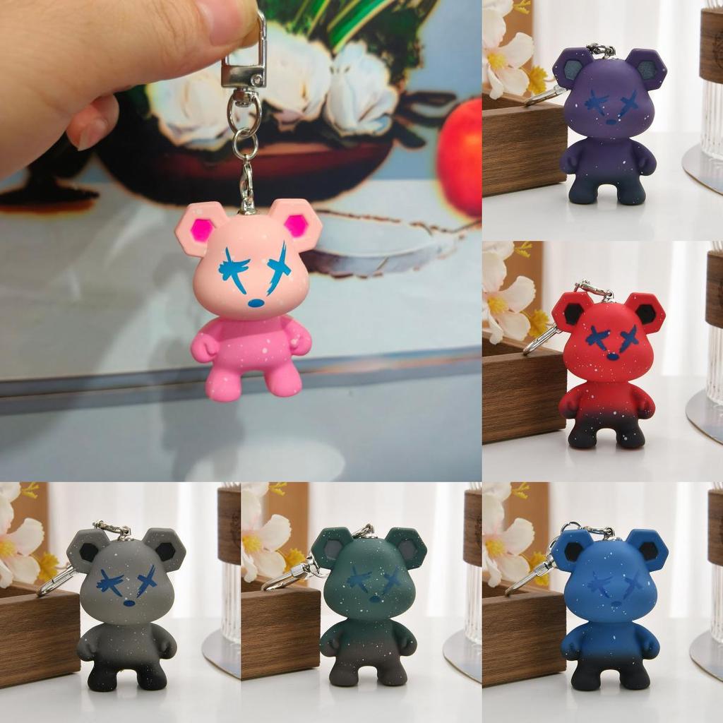Starry Bear Acrylic Chameleon Keychain Color Changing Christmas Festival Gifts