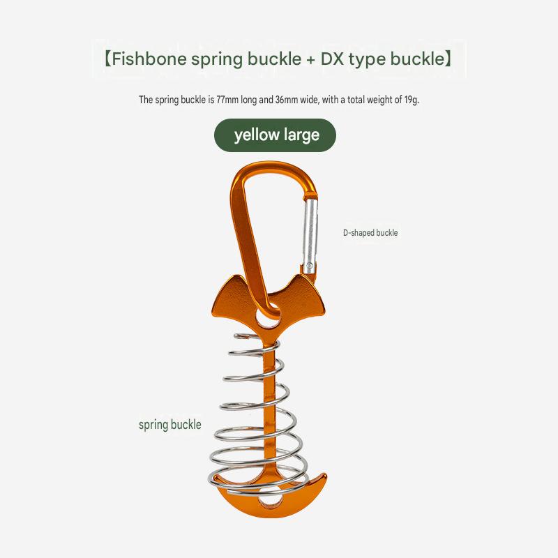 Anchor Type Fishbone Spring Fixed Tent Pegs Aluminum Alloy 4mm Thick for Outdoor Camping Deck Plank Road Windproof Rope