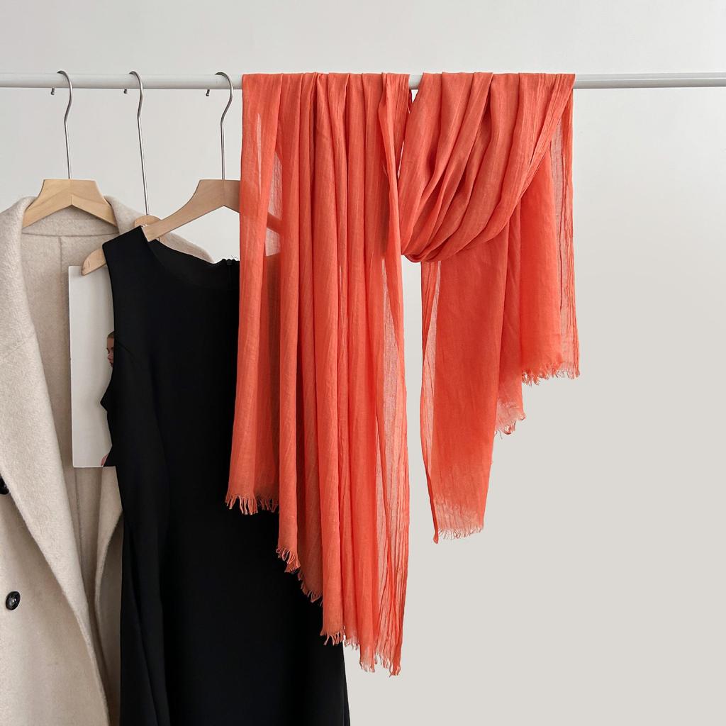 Artistic Cotton and Linen Scarf - Solid Color, Japanese & Korean Style, Women's Shawl for Air-Conditioned Rooms, Outerwear, Sun Protection
