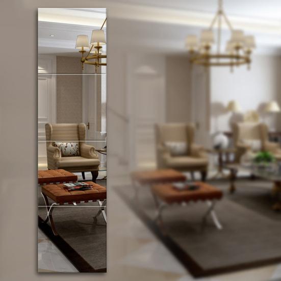 Mirror Decal Self Adhesive Flexible Waterproof Reflect Clear Home Decoration Square Shape Bathroom Living Room Home Mirror Sticker Home Mirror