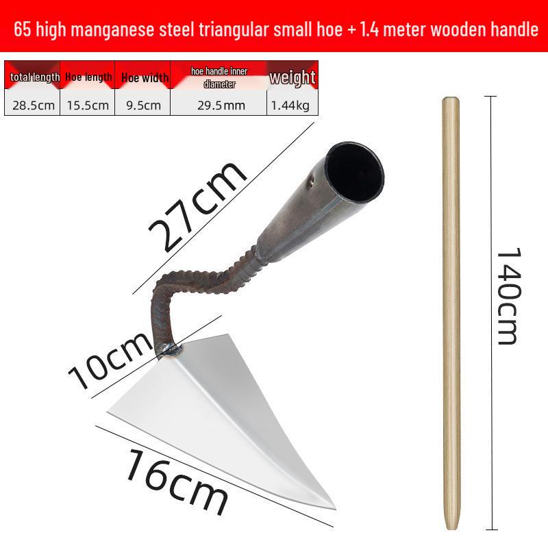 Trójkątna motyka ze stali manganowej do kopania rowów i sadzenia warzyw - Kompletny zestaw narzędzi rolniczych