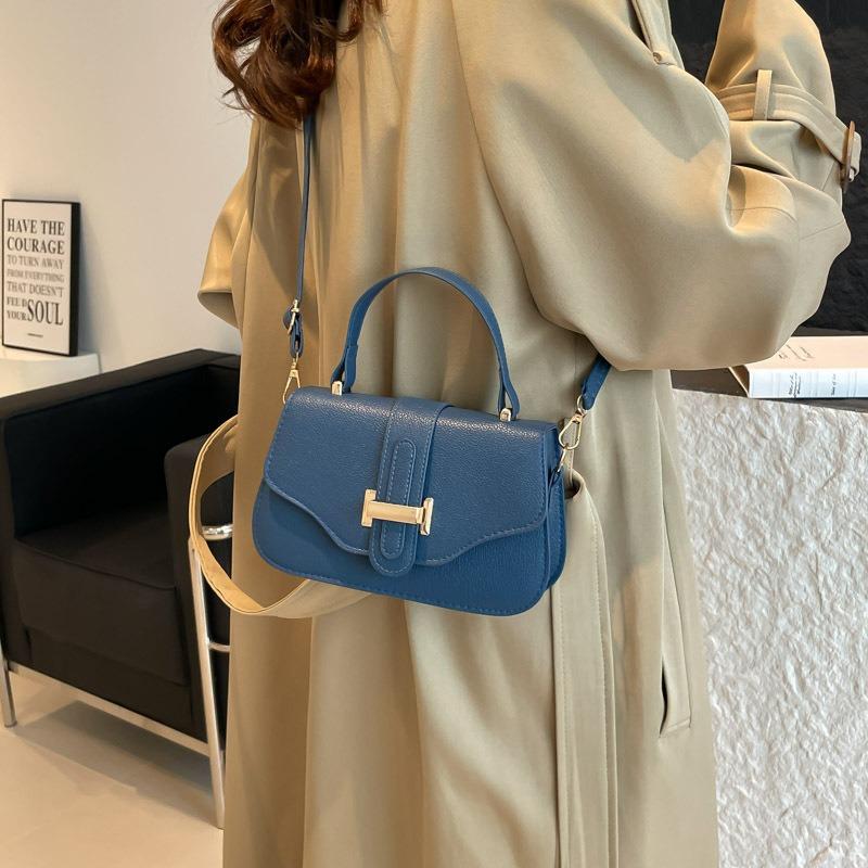 Casual Simplicity Fashion New Texture Solid Color Retro Trend One Shoulder Portable Crossbody Small Square Bag Women