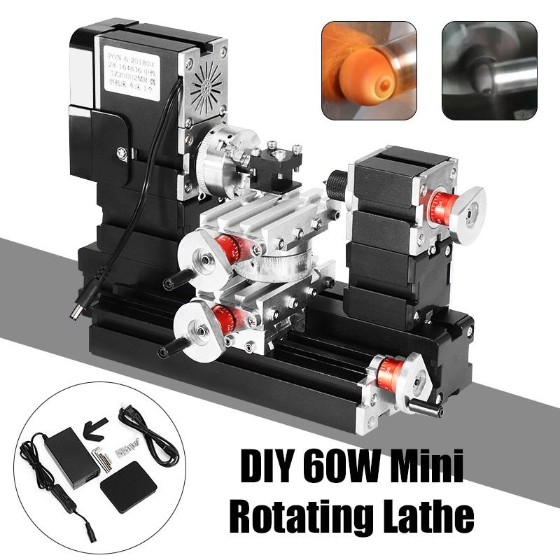 12V DC 60W 12000rpm Milling Machine Mini Metal Rotating Lathe DIY Woodwork Wood Lathe Model Making Tool Kit