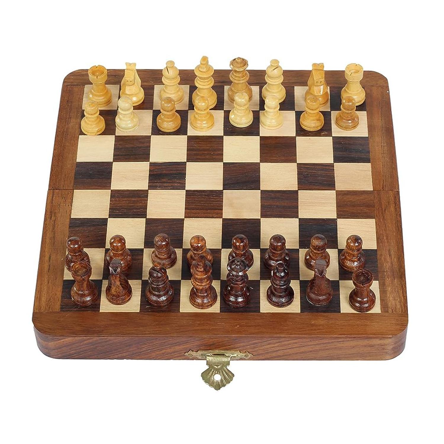 

Desi Toys Складная магнитная шахматная доска | Размер - 7 х 7 дюймов | Деревянные доски