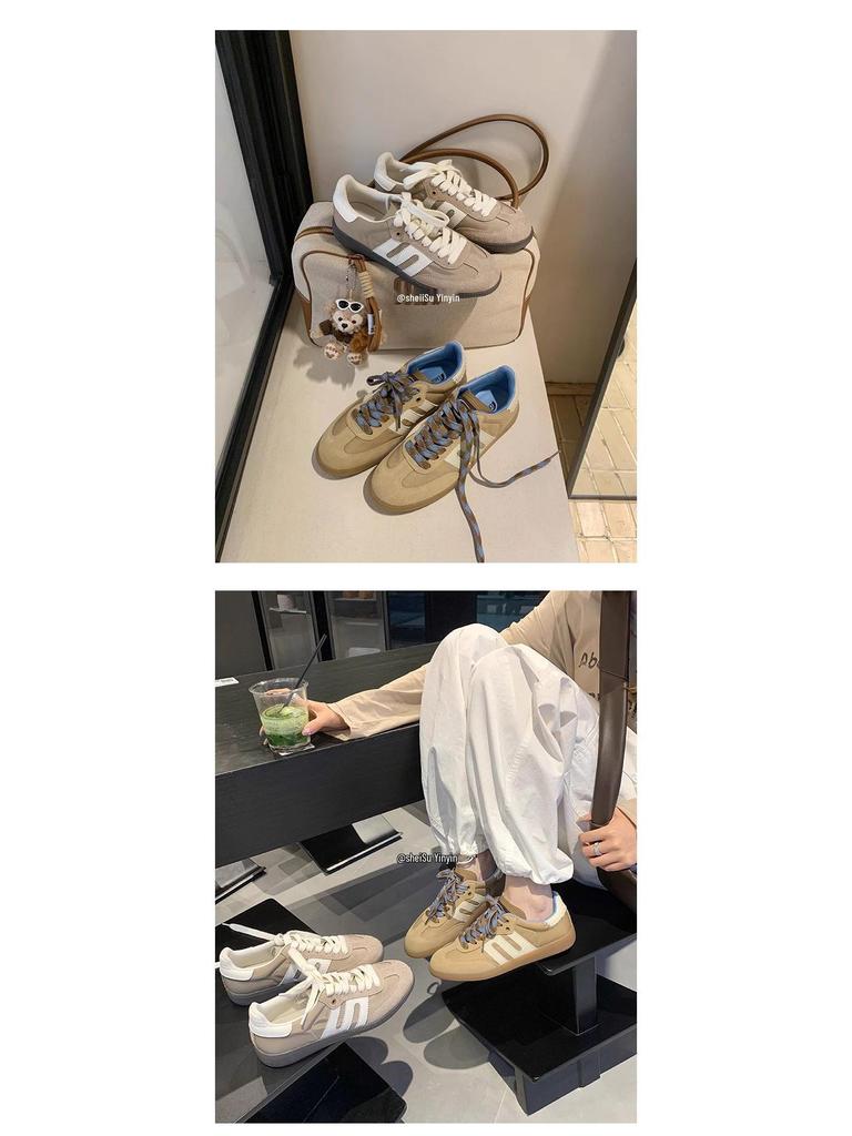 Su Yinyin’s American Retro Color-Matching Women's Casual Sports Shoes - Inspired by Fine Arts Freshmen, Soft Leather German Trainers