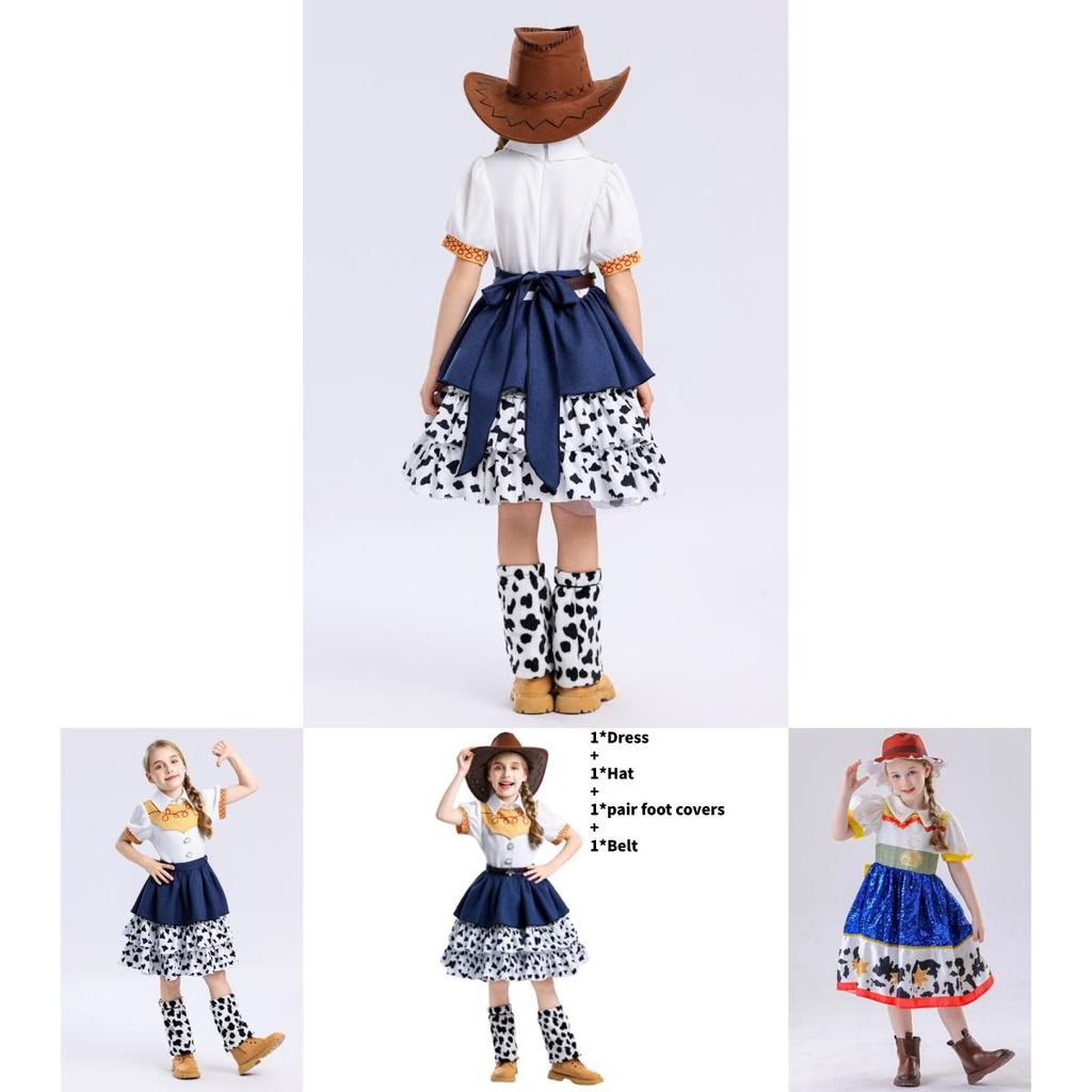 Toy Story Jessie Cosplay Dress Set With Polyester Fabric For Girls Summer Play
