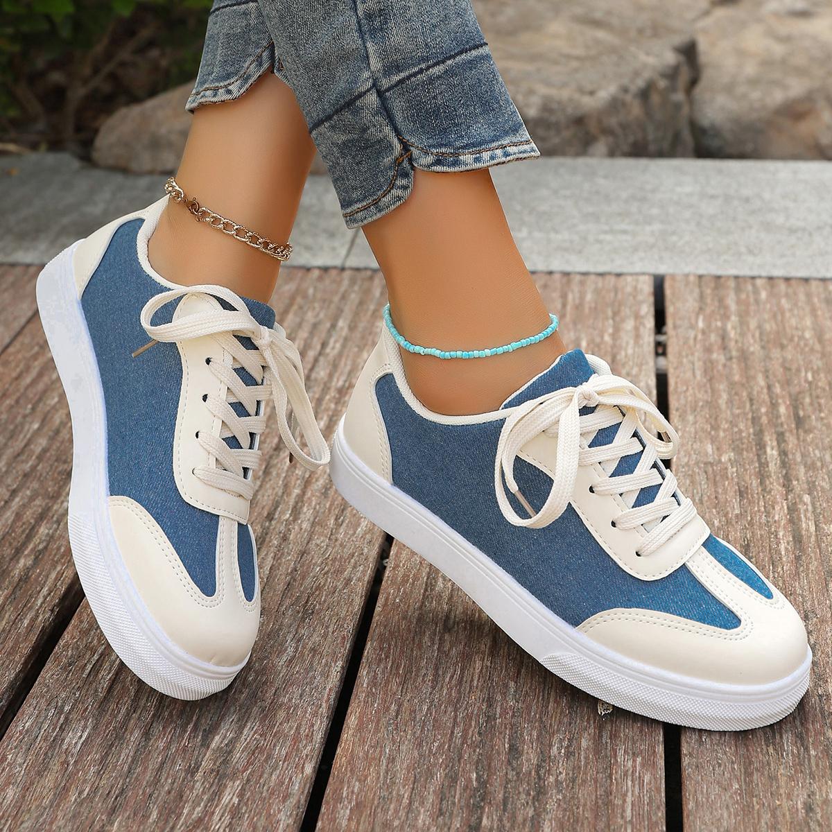 

2024 New Women s Shoes Color Matching Lace Up Running Sneakers Breathable Comfortable Casual Sneakers 36