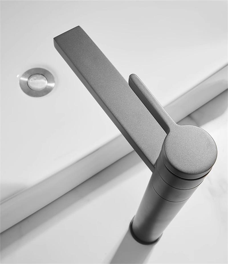 Gray Bathroom Faucet Solid Brass Gold Bathroom Basin Faucet Cold Hot Black Water Basin Mixer Sink Tap Deck Mounted Wash Tap