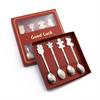 4Pcs Gold/Silver Christmas Coffee Spoons with Gift Box Stainless Steel Gingerbread Man Dessert Spoons Cutlery Spoon Xmas Gift