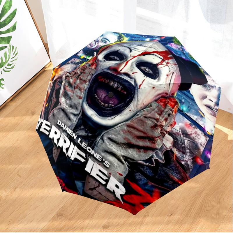Clown Horror Umbrella Folding Umbrella, Automatic Umbrella 8-Frame for Travel, Camping Use Gift for Halloween Christmas