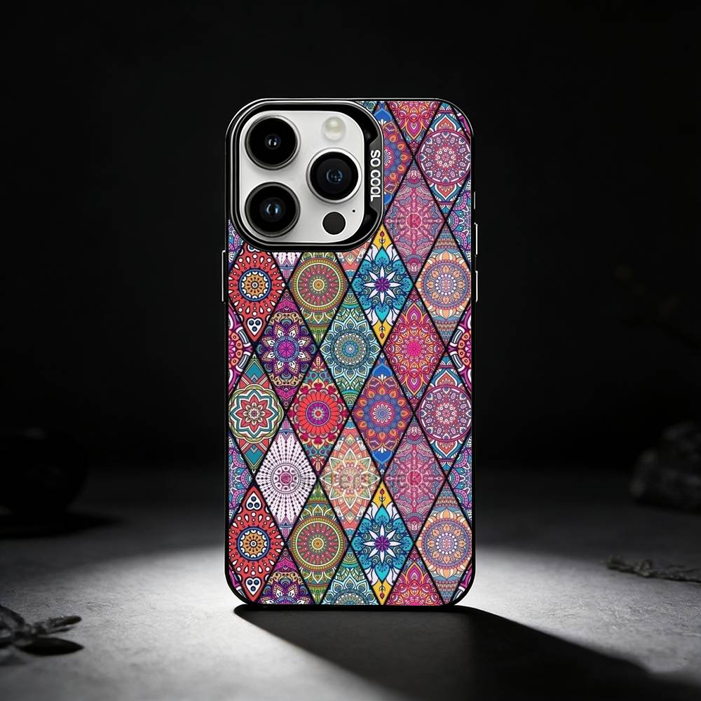 

Retro Art Pattern Phone Case For iPhone 17,16,15,14,13,12,11 Plus,Pro Max,XS,Colored silver phone case iPhone11PROMAX