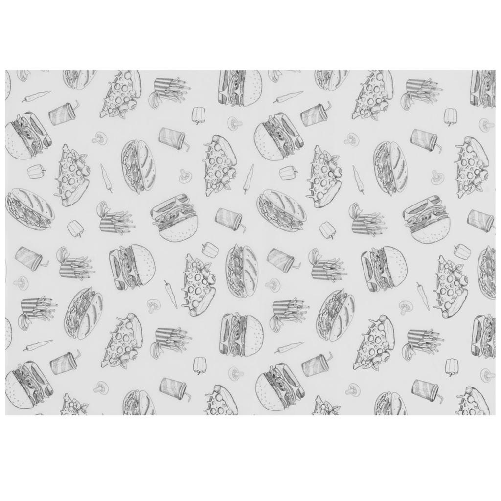 Papier Pergaminowy Do Przekąsek Frytek 25x35 Cm Wzór Fast Food - 500 Szt.