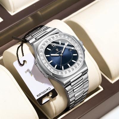 Top Brand Luxury Men's Watch New Ultra Thin Fashion Quartz Luminous Diamond Watch