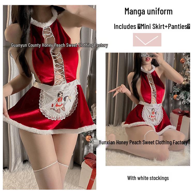Plus Size Anime Cosplay Lingerie: Sexy Christmas Two-Dimensional Dress for Autumn & Winter