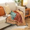 Retro American Style Woven Tapestry Throw Blanket: Casual Decorative Blanket for Bed or Sofa, Ideal for Camping