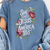 She Loves Jesus America Comfort Colors Shirt, Independence Day Shirt, Christian Jesus T-Shirt, 4th of July Shirt, America Retro Tee Shirt