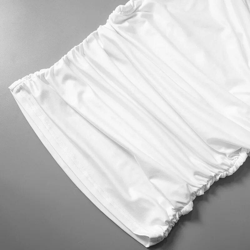 New Sleeveless Off Shoulder Side Ruched Crop Tops Simple Basic Solid Casual Summer Short Tank Top Vestidos Spring Y2k Women T-shirt Clothing