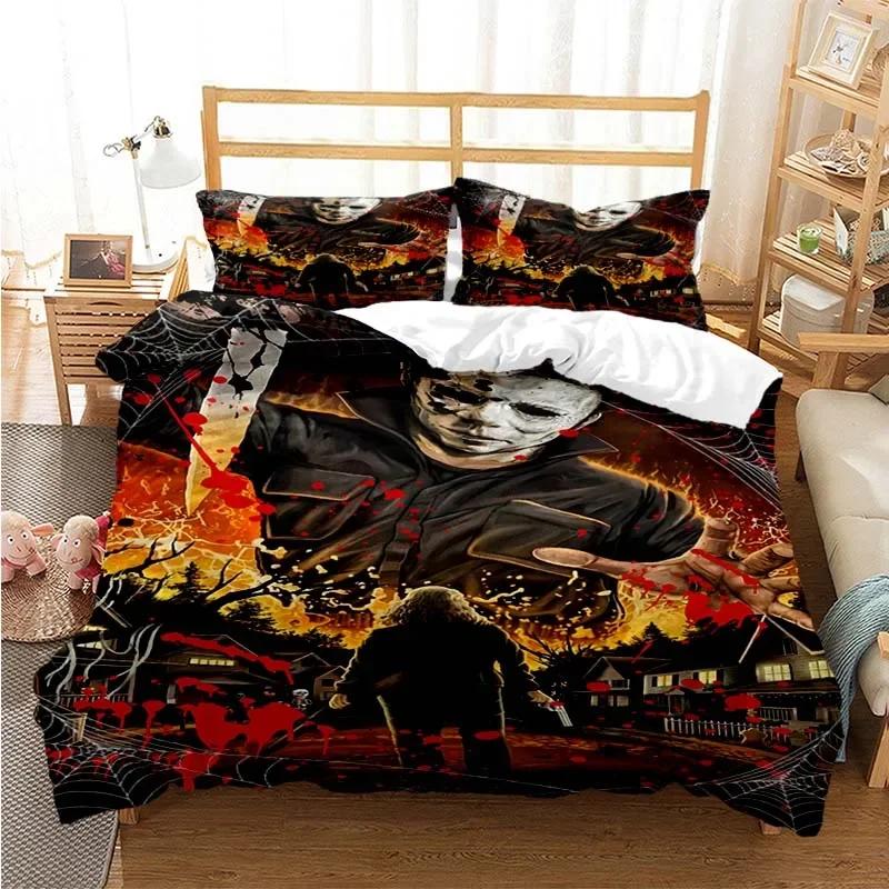 Halloween Michael Myers 3D Printed Bedding Set Duvet Covers Pillowcases Comforter Bedding Set Bedclothes Bed Linen