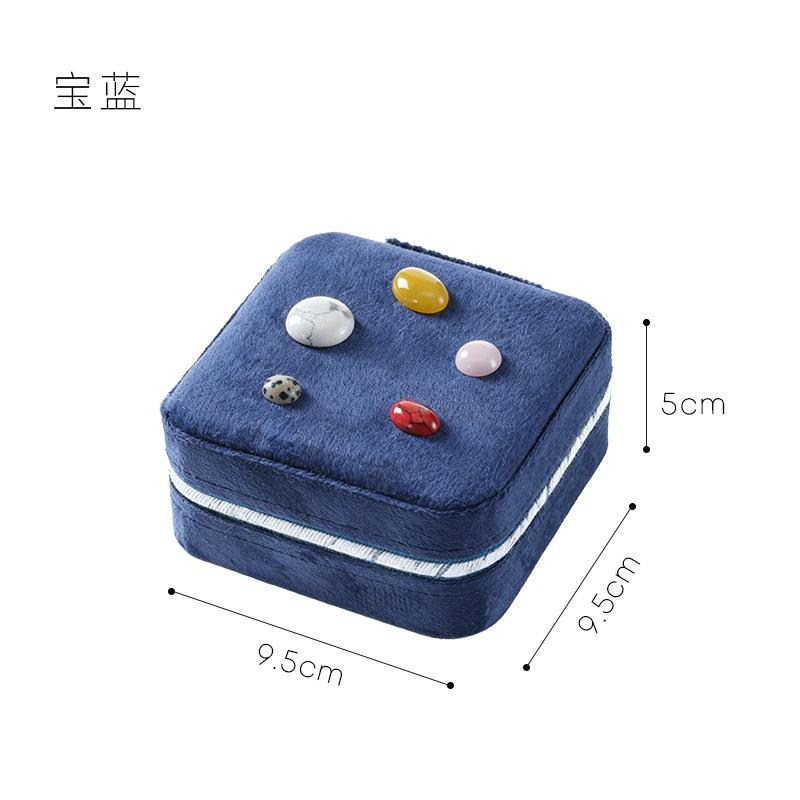 Retro Velvet Jewelry Storage Box, Natural Gemstone Beads, Mlti-layer Tweed Ring & Bracelet Organizer with CompartmentsPortable