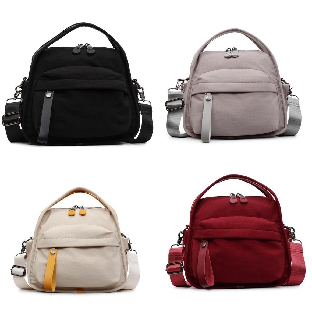 Trendy Solid Color Nylon Crossbody Bag Zippered Pockets Casual City Bags Travel