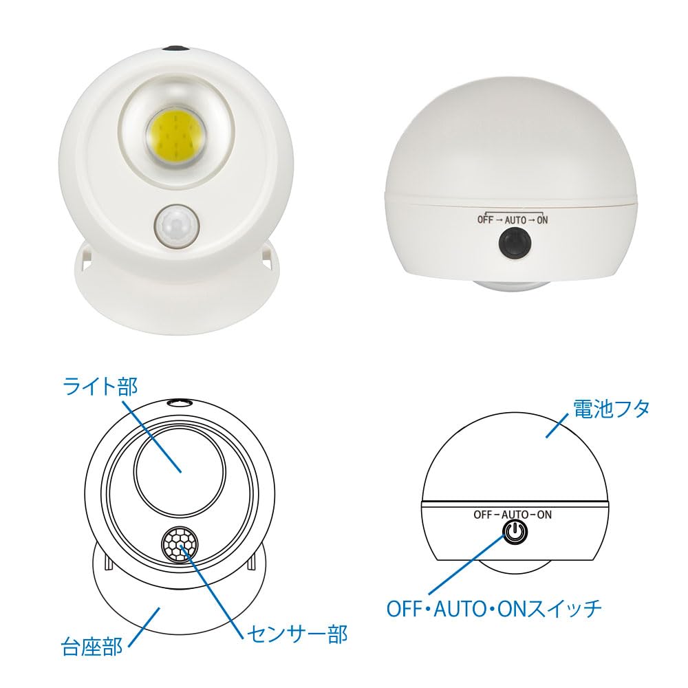 OHM Sensor Kugel Leuchte mit Licht und Bewegung Kompakt Außen Garten Weiß OHM Electric Batteriebetrieben Sensor, Licht, LT-SOW10-W 06-5258