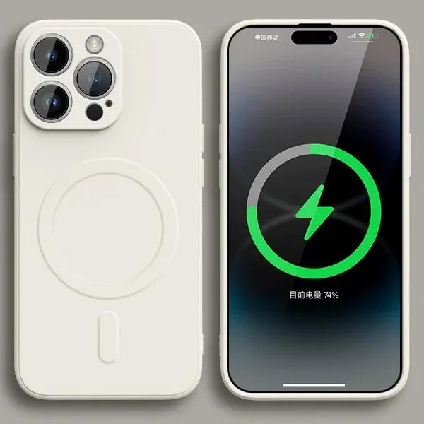 Flüssigsilikon Original Hülle Für iPhone 15 16 14 Plus 13 12 Mini 11 Pro Max X XR XS Für Magsafe Magnetisch Stoßfest Weiche Abdeckung