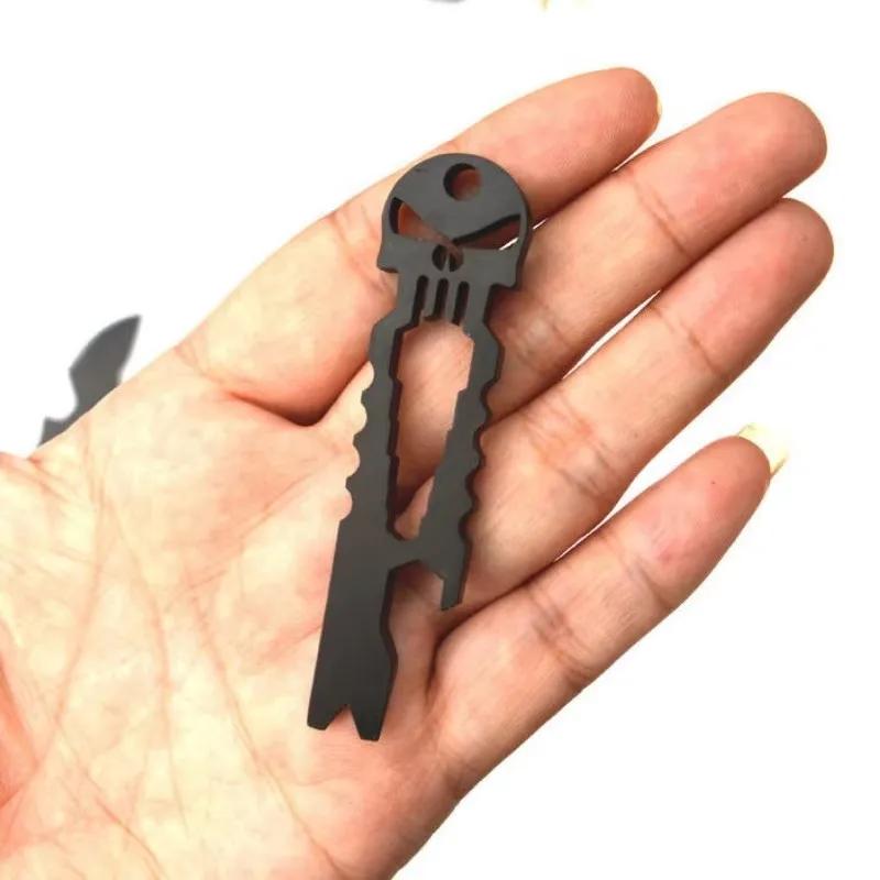 Multifunctional Bottle Opener Pry Bar Screwdriver Wrench Keychain Pendant EDC Portable Pocket Stainless Steel Tool