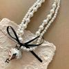 Heart Imitation Pearl Necklace Ladies Niche Designs Clavicle Chain Necklace Harajuku Campus Style Simple Jewelry