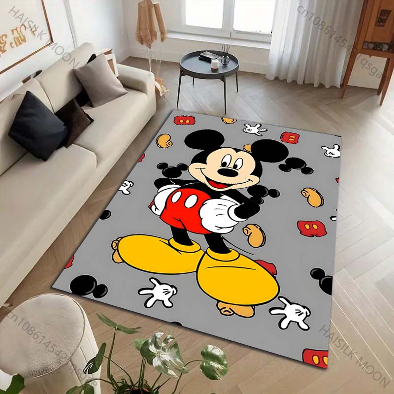 1PC Disney Mickey Mouse Print Cartoon Carpet for Living Room Bedroom Kid's Room Home Decor Area Rug Non-slip Mat Luxury Gift
