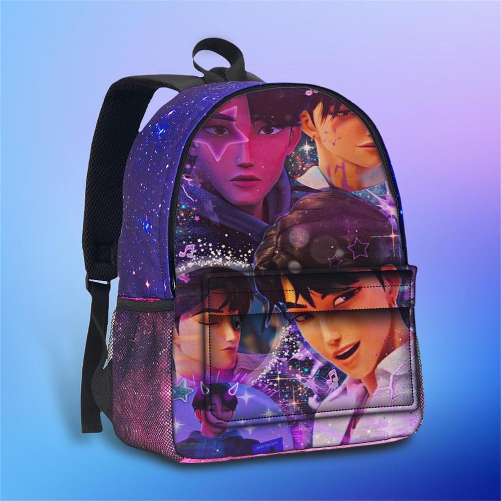 Movie Peripheral Print Backpack, School Bag Student Campus With Plush Ball Backpack