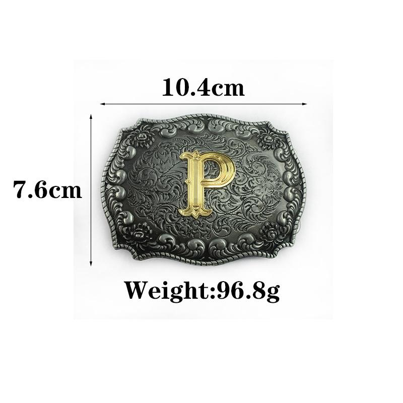 Men's Retro Leather Belt with Alloy Buckle, Two-Layer Cowhide, Simple P Letter Design
