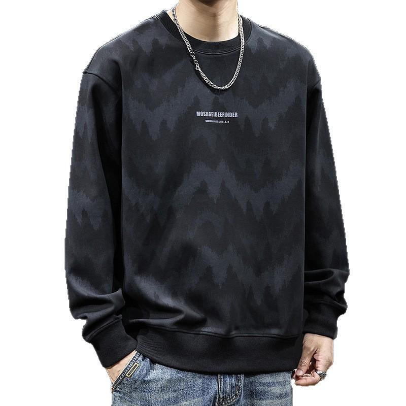 Herrtröja med gradienttryck 2025: Tungviktslångärmad, Trendig Plus Size - Vår/Höststil