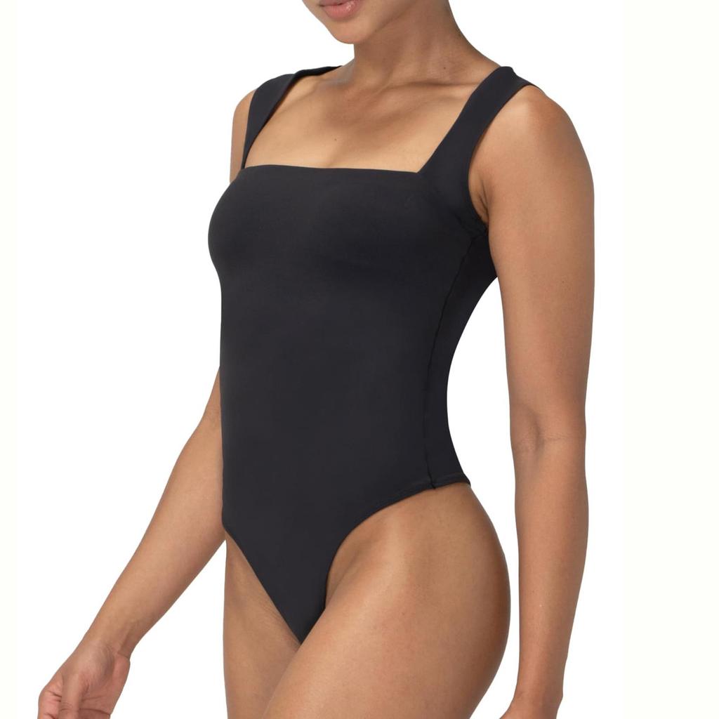 Ärmellose Damen-Bodys mit quadratischem Ausschnitt und Tanga, sexy Bauchkontrolle, Tanktops