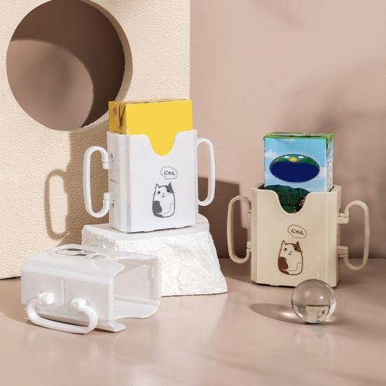 Skládací držák na krabici od mléka s dvojitými rukojeťmi Neprosakující Tepelně odolný obal na kelímek pro krabice od džusů Roztomilý přenosný nosič nápojů pro batolata Cestování