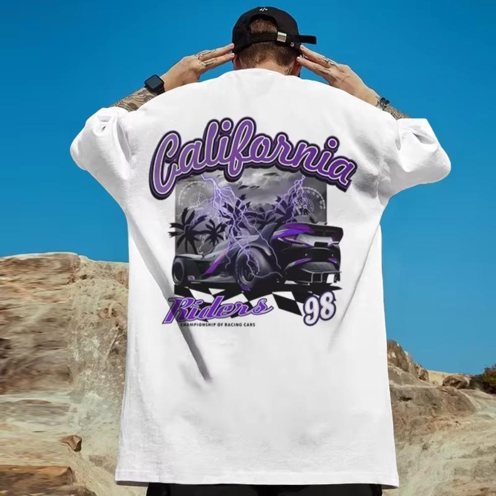 Retro T-Shirts For Men 3d American Car Print Daily Casual Short Sleeve Oversized T-Shirt Male Clothing Streetwear Harajuku Tops