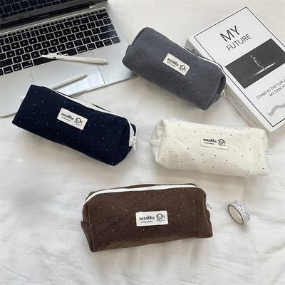 Woolen Korean-style Polka Dot Pen Case  Ins Stationery  Large Capacity  High Appearance Level Small Student Miscellaneous Storage Bag