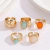 5Pcs/set Fashion Stone Decorated Stacked Ring Set Trendy Exquisite Rings Jewelry for Birthday Gift