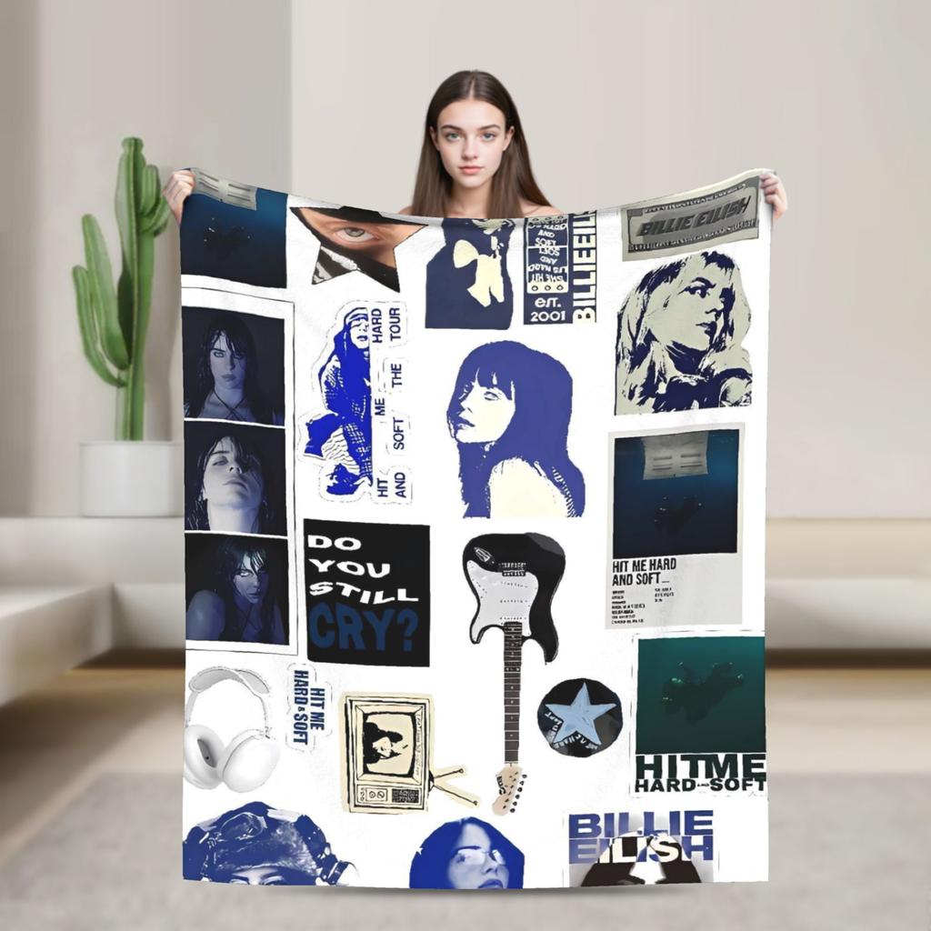 Hit Me Hard and Soft 2025 E-eilishes Deku  Teplá Měkká Vtipná Plyšová Přehozová Deka na Pohovku Křeslo Flanelová Přehoz na Postel Povlak na Postel